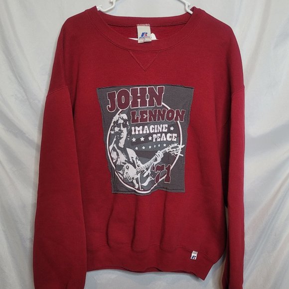 John Lennon Vintage Pullover Sweatshirt Russell Athletics Adult Large Burgundy - Picture 1 of 10